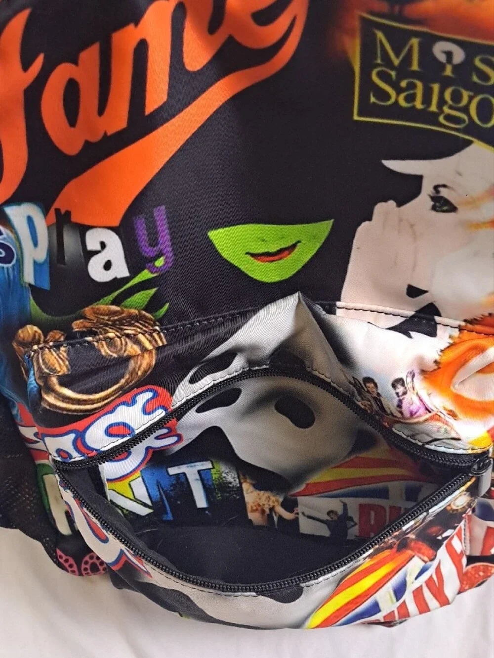 Broadway Musical Theater Poster Print Graphic Backpack Wicked Phantom Grease NYC